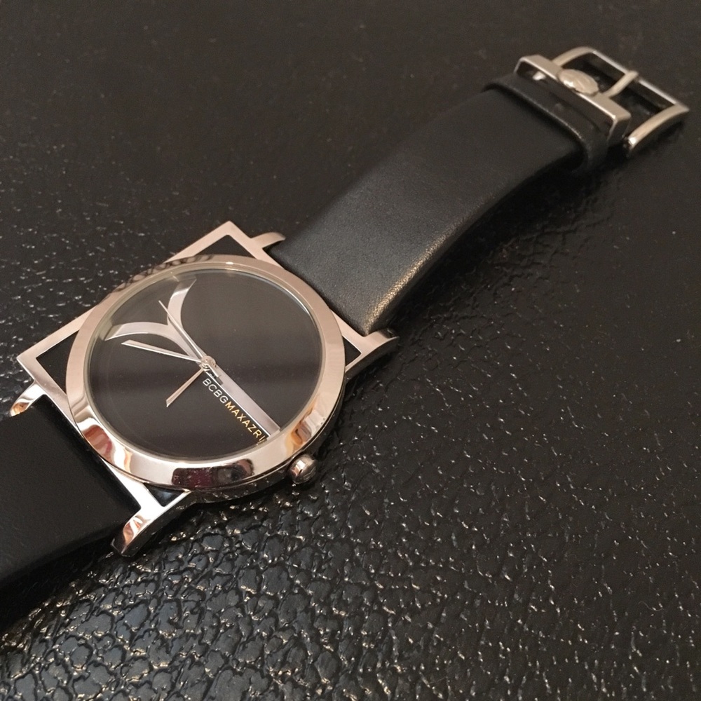 BCBG maxazria Black leather watch